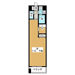 アレクシード晩翠通 1Kの間取図画像