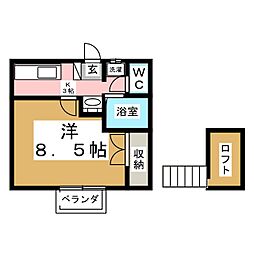 スカイS・E 1Kの間取図画像