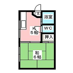 川原ビル 1DKの間取図画像