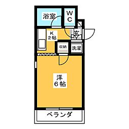 ウエストパレス奈る駒 ワンルームの間取図画像