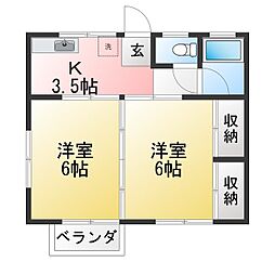 サンハイツ中山 2Kの間取図画像