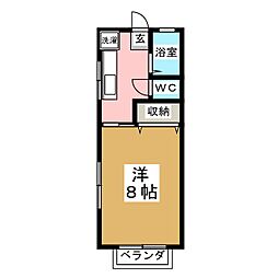 パレス植木 1Kの間取図画像