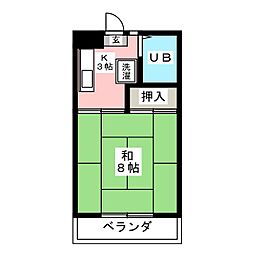 同心町コーポ 1Kの間取図画像