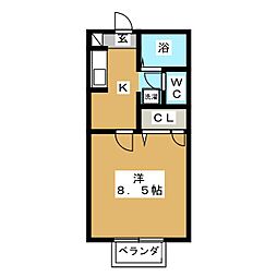 アクシス 1Kの間取図画像