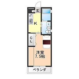 Hi-style 1Kの間取図画像