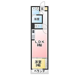 AMELO台原 1LDKの間取図画像
