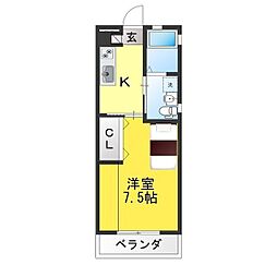 ラフィーネ 1Kの間取図画像