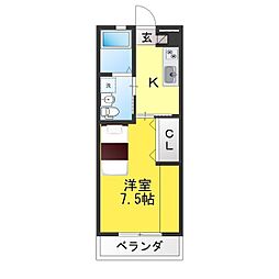 ラフィーネ 1Kの間取図画像