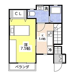 アクシア西鹿島I 1Kの間取図画像