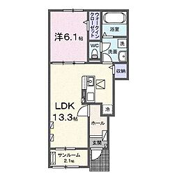 プレッソ冠木I 1LDKの間取図画像
