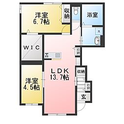 シャノワール柏木 2LDKの間取図画像