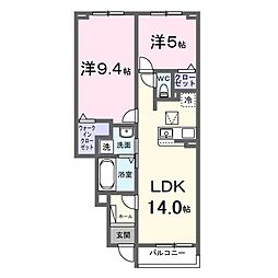レジデンス・アスナロ 2LDKの間取図画像