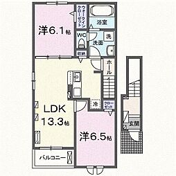 プレッソ冠木II 2LDKの間取図画像