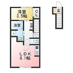 プチクロッシュ 1LDKの間取図画像
