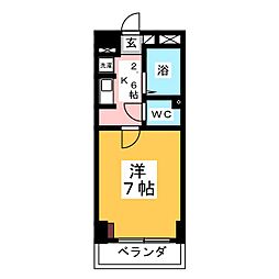 エクセレントビュー青葉 1Kの間取図画像