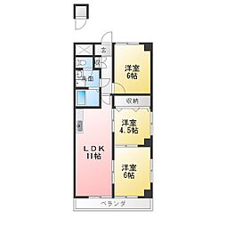 コーポ鷹 3LDKの間取図画像