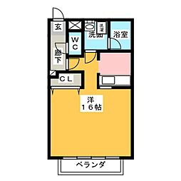 レジデンスコートヤナゼ ワンルームの間取図画像
