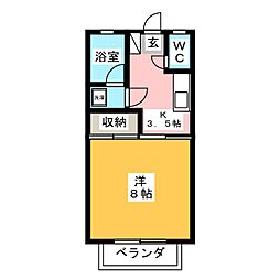 マルハコーポC 1Kの間取図画像