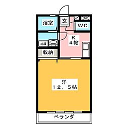 ウィングヴィラ枝野C 1DKの間取図画像