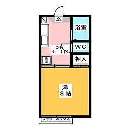 コート清住B 1Kの間取図画像