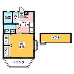 コーポ幸 1DKの間取図画像