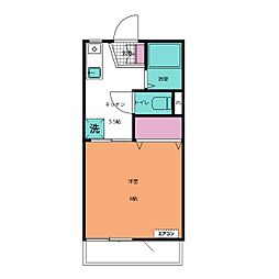 エスポワールB 1Kの間取図画像