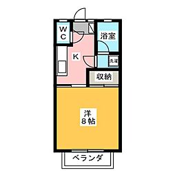 マルハコーポC 1Kの間取図画像