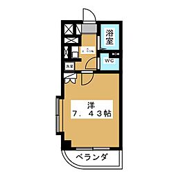 アサヒレジデンス5 1Kの間取図画像
