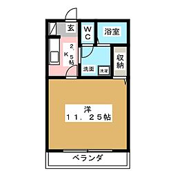 ヴラージュ上野 1Kの間取図画像