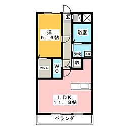 ディアコート陽東 1LDKの間取図画像