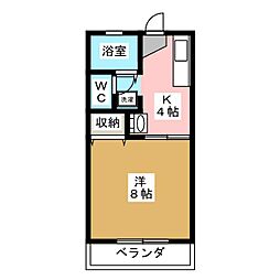 グリーンハイツ峰 1Kの間取図画像
