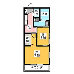 ヒルズコート平松 1SKの間取図画像