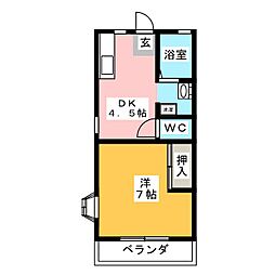 スリーゼ・ヤナセ1 1DKの間取図画像