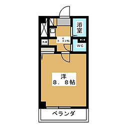 アサヒレジデンス5 1Kの間取図画像