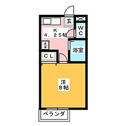 サンガーデン藤和B 1Kの間取図画像