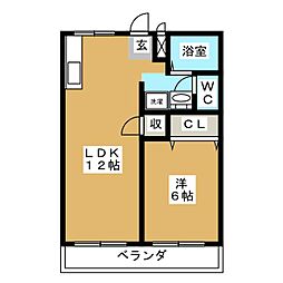 ラフォーレ2 1LDKの間取図画像