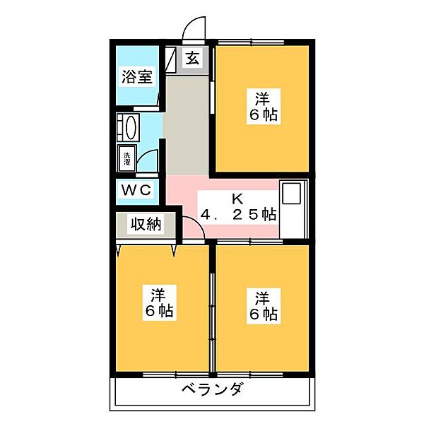 チェルシーII ｜群馬県前橋市大友町２丁目(賃貸マンション3DK・5階・48.20㎡)の写真 その2