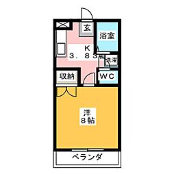 プレシオ1 1Kの間取図画像
