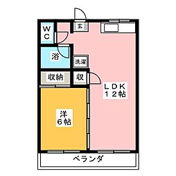 サンライフ21・石原 1LDKの間取図画像