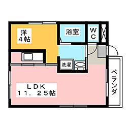 クラフトビル 4階1LDKの間取り