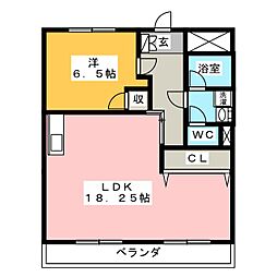 寺澤ハイツ 6階1LDKの間取り