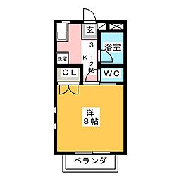 シャトルハイツ 1Kの間取図画像