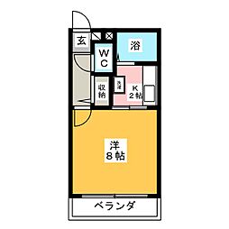 プリモ川曲 1Kの間取図画像
