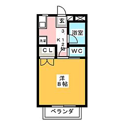 シャトルハイツ 1Kの間取図画像