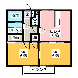 レイクサイドヒルズ 2LDKの間取図画像