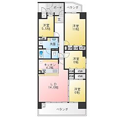 ポレスターブロードシティ文京町 4LDKの間取図画像