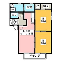 パティオC 2LDKの間取図画像