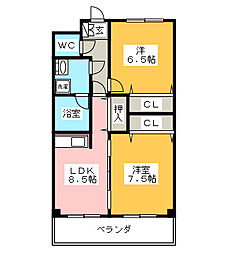 アヴェニール 2DKの間取図画像