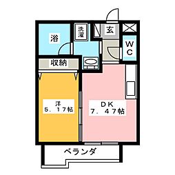 あさひレジデンス表町 1DKの間取図画像