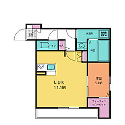 Ｄ−ＲＯＯＭ羅漢町 2階1LDKの間取り